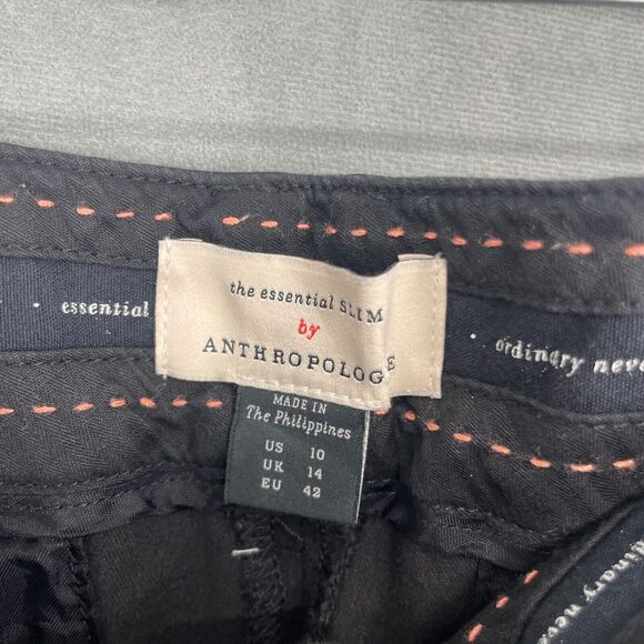 The Essential Slim By Anthropologie Dress Pants Womens 10 Black Straight Leg - Picture 4 of 11